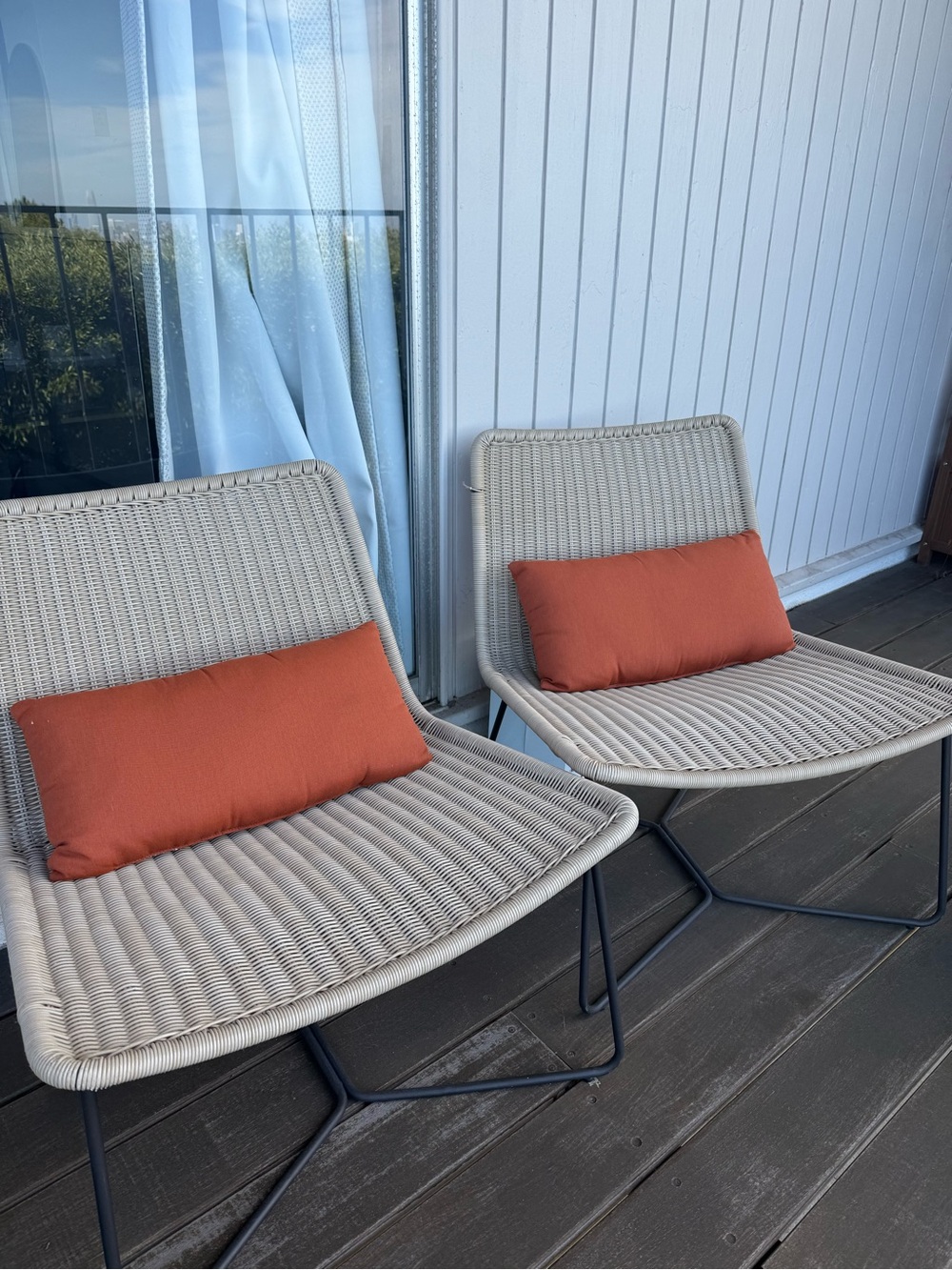 Two Outdoor Rust Orange Pillows